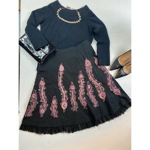 Vintage look Basil & Maude Black Pink Sequin Skirt
